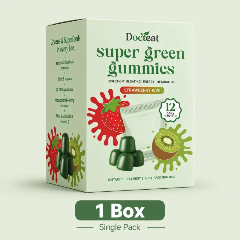 Super Green Superfood Gummies Multivitamin Vitamin A C D Chromium Antioxidant Immune Health Calcium Absorption 12 Servings