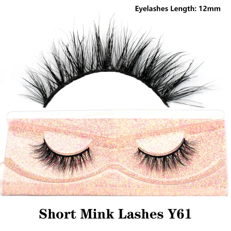 Real Mink Fluffy Short Eye Lashes Extension Wispy Soft Natural Short False Eyelashes Daily Wear Full Strip Lashes Makeup