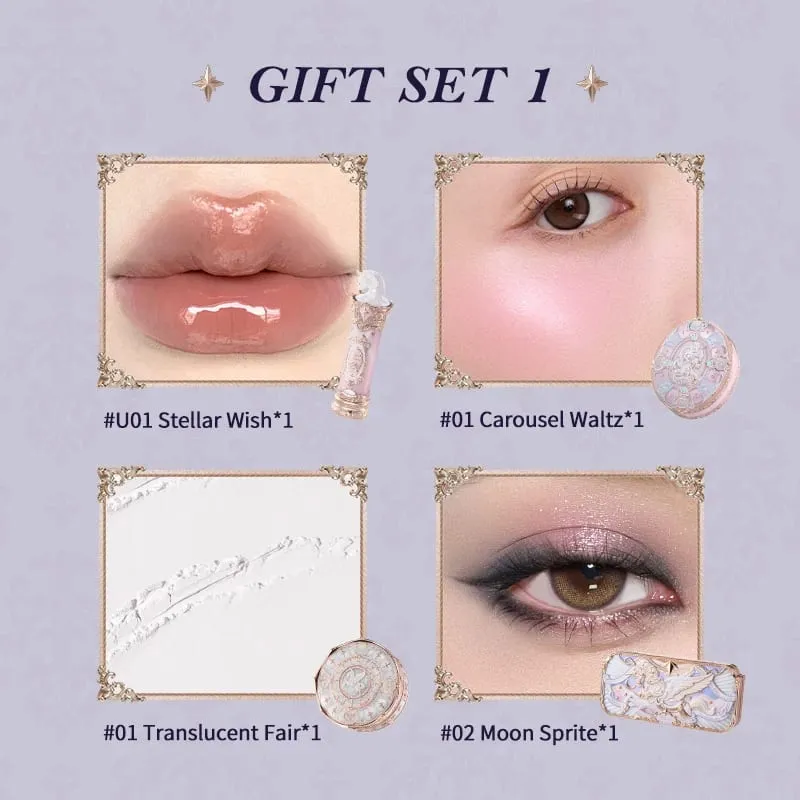 Flower Knows Knight Unicorn Collection Gift Set Makeup Palette Mirror Lipstick Blush Loose Setting Powder Kit De Maquillaje