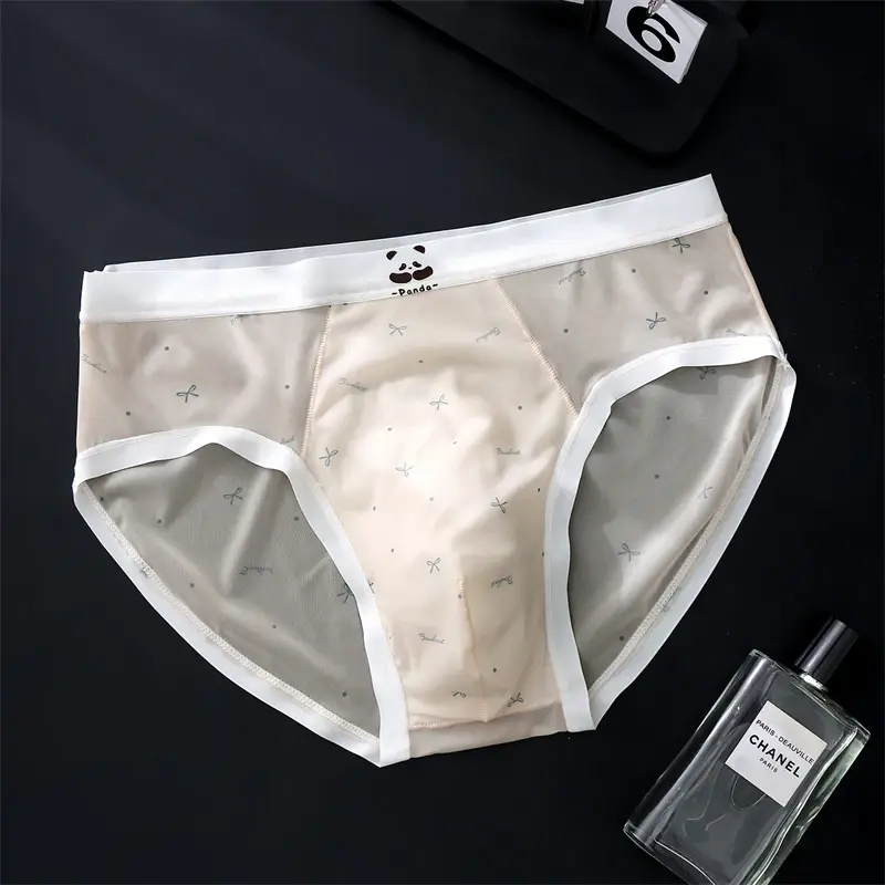 Baru Bare feel seluar dalam lelaki bercetak sissy cuecas masculino sutera ais seksi tøy lelaki cueca nipis lancar calzoncillos hombre