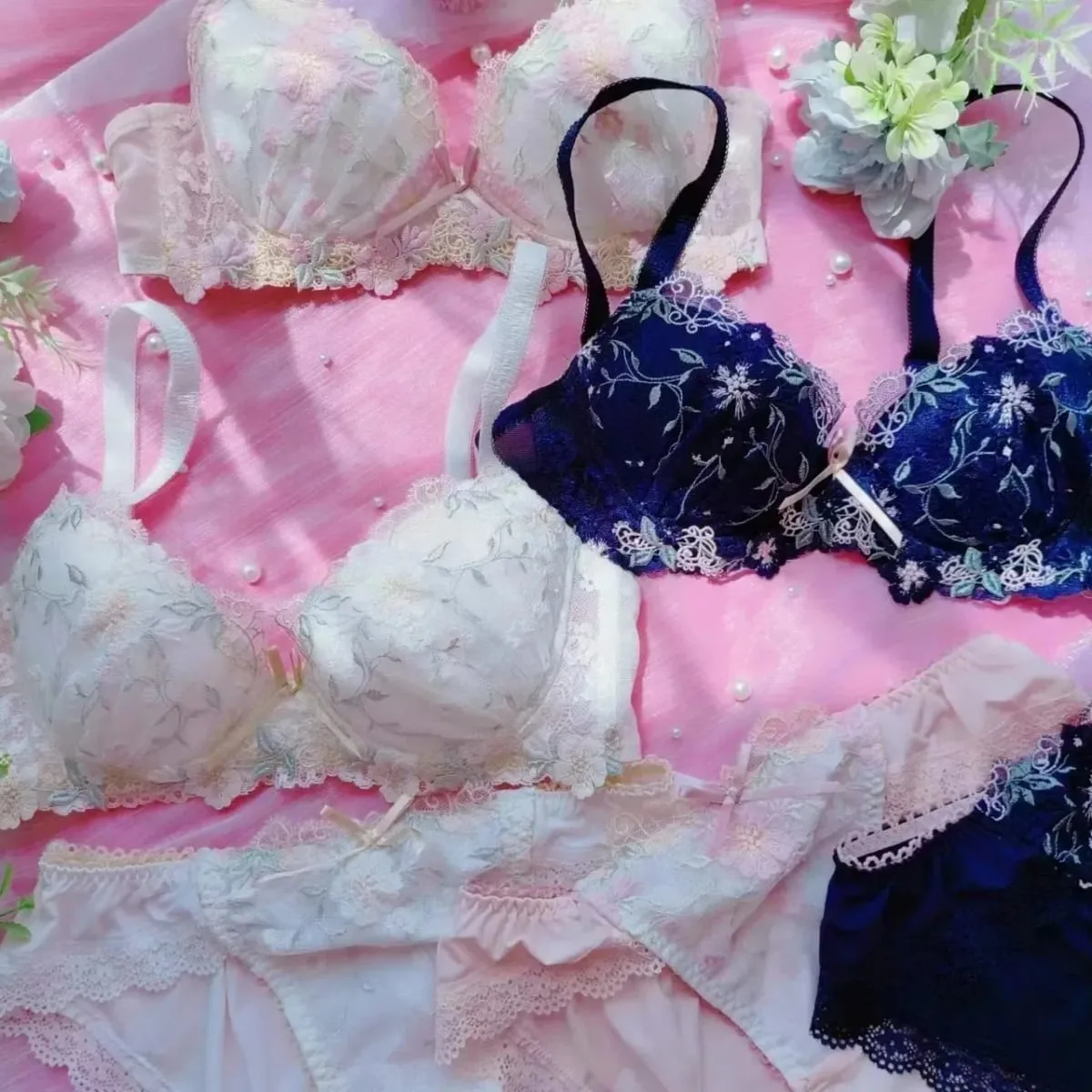 Women's Lace Underwear Set Embroidery Bra & Panties Comfortable Thin Push Up Lingerie — image 6