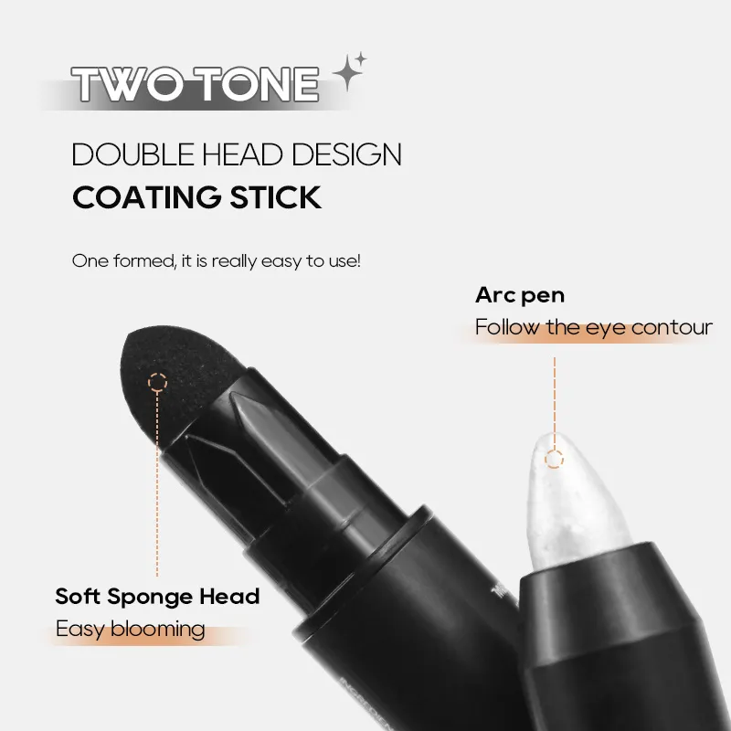 Pearlescent Eyeshadow Pencil Stick Highlight Stick Black & Grey Shimmer Eye Shadow Pen with Eyeliner 1pc