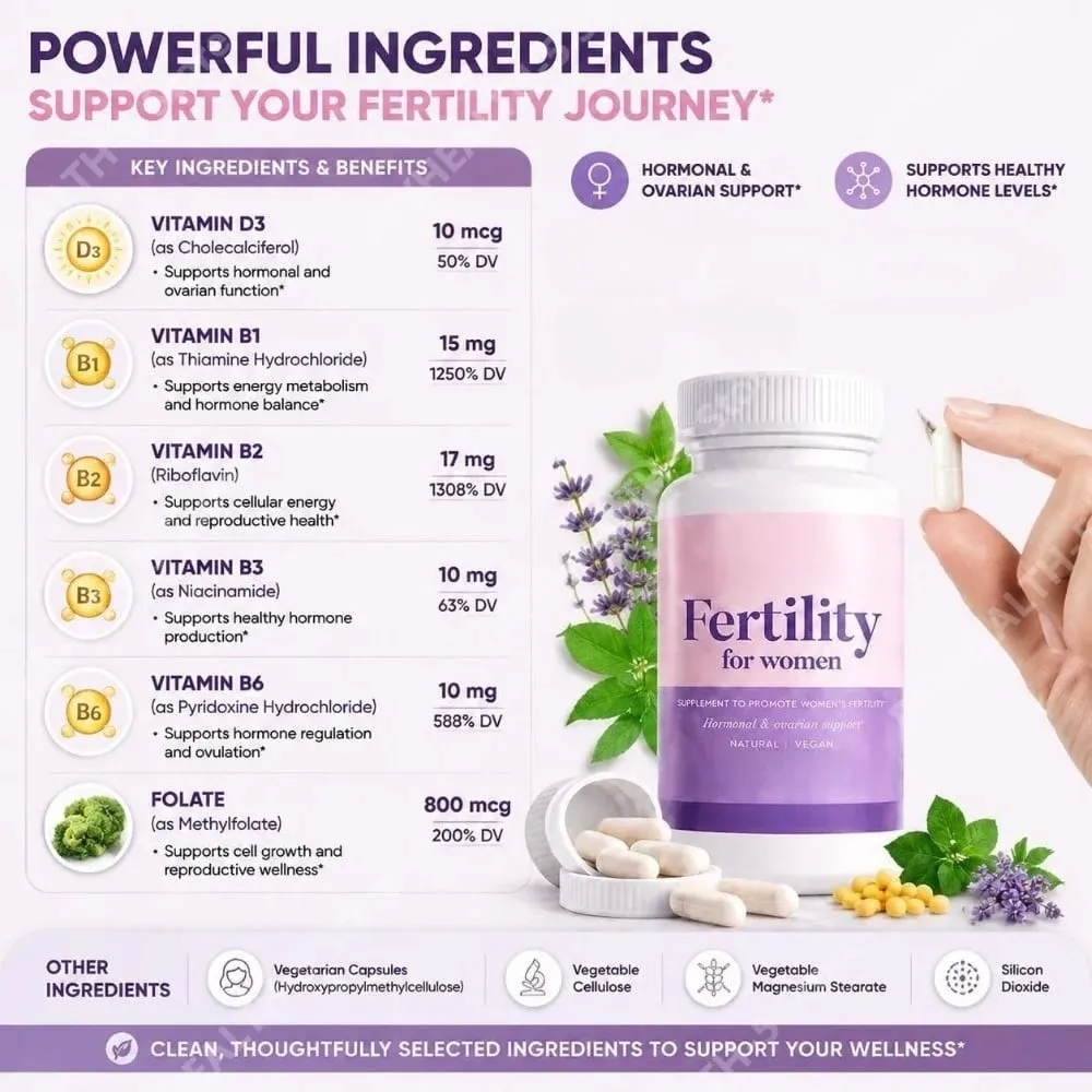 Cápsulas de fertilidade para mulheres Myo Inositol com metilfolato e multivitaminas hormonais e ovarianas para suporte à ovulação saudável 60 Cts — image 5