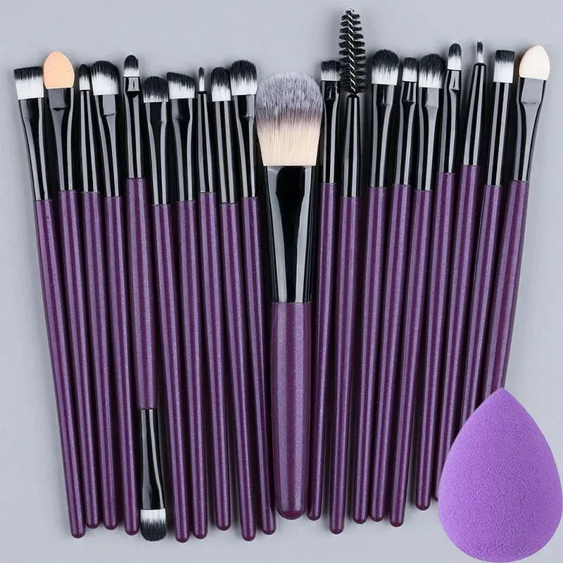 20PCS Makeup Brushes Set for Cosmetics Foundation Blush Powder Eyeshadow Kabuki Blending Brush With Powder Puff Beauty Tools