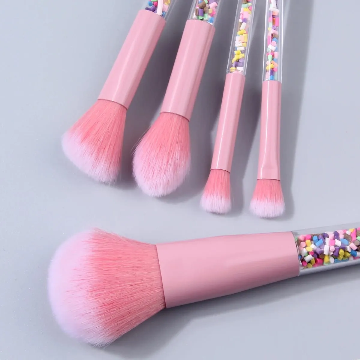 5PCS Candy Strooi Make-up Kwasten Set Roze Zachte Synthetische Borstels voor Gezicht & Oog