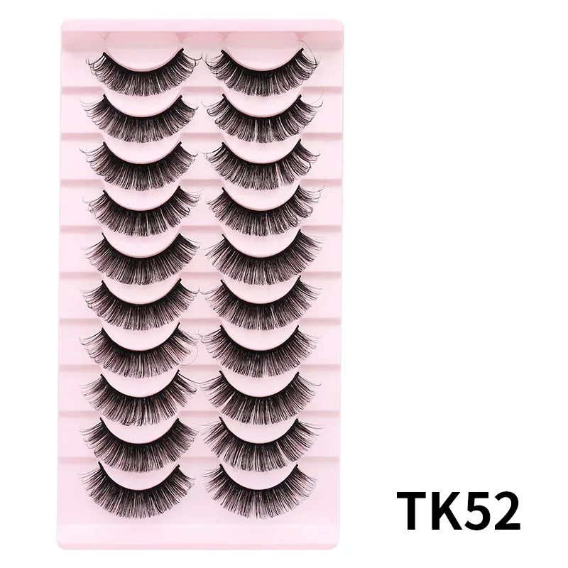 10 Pairs Russian DD Curl Bulk Fluffy Strip Lashes Natural Soft False Eyelashes Reusable Handmade Eye Lashes for Daily&Party