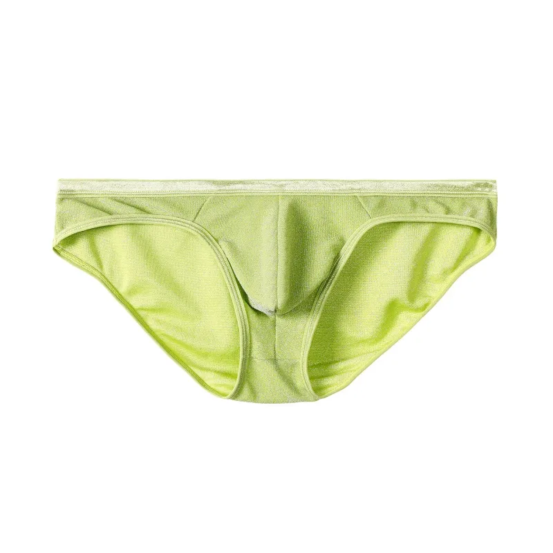 Men's Ice Silk Triangle Panties Sexy U-Shape Thin Briefs Breathable Mesh Low-Waist Underwear