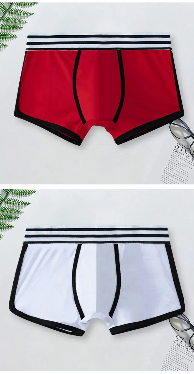 Men Soft Underpants Trunks Cotton High Quality Underwear U Convex Pouch Panties Cueca Mid Waist Breathable Boxer Shorts Homme