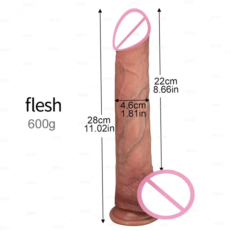 28cm Super Soft Silicone Dildo with Suction Cup Flexible G-spot Strap-On for Women Men Lesbian - Long Penis Sex Toy for Couples
