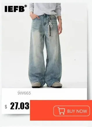 Niche Design Men's Denim Pants Chain Printing Contrast Color Splash-ink Casual Wide Leg Vintage Loose Male Jeans 9W4170