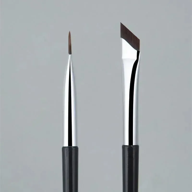 2pcs Angled Tip Eyeliner Brush Ultra Thin Fine Eyebrow Brush Flat Curved Eyeliner Brushes Thin Angled Eyeliner Makeup Tools
