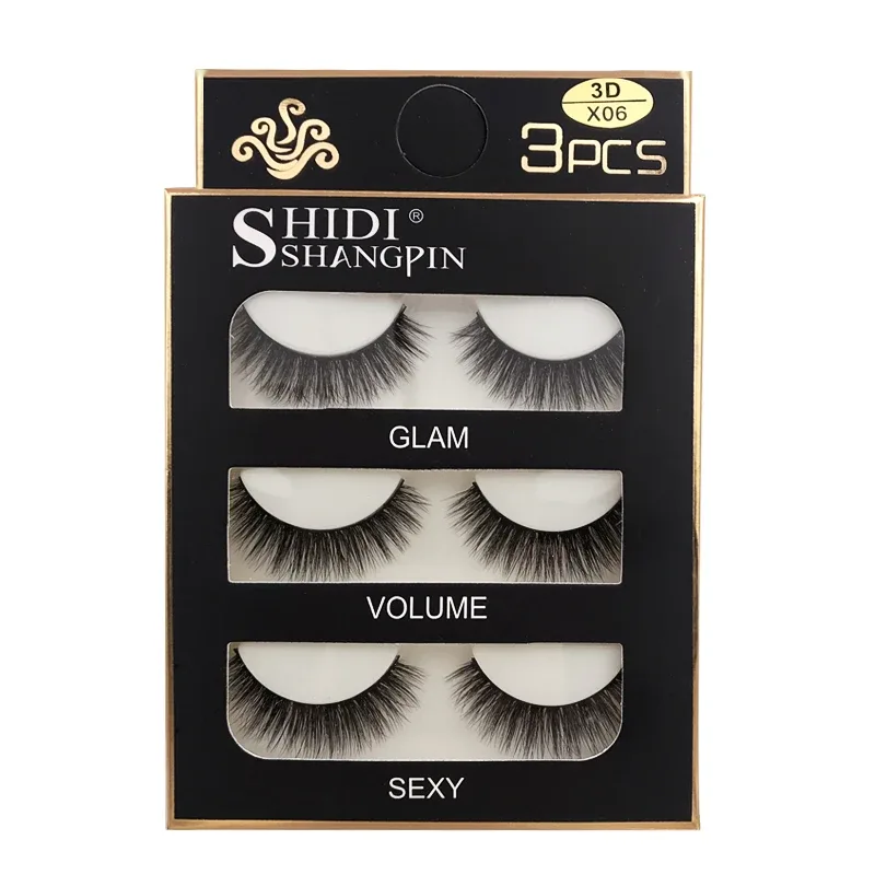 Faux Cils 3 Pairs False Eyelashes Natural Long 3D Mink Lashes Soft Fluffy Wispy Handmade Fake Lashes Eye Makeup Tools Maquiagem
