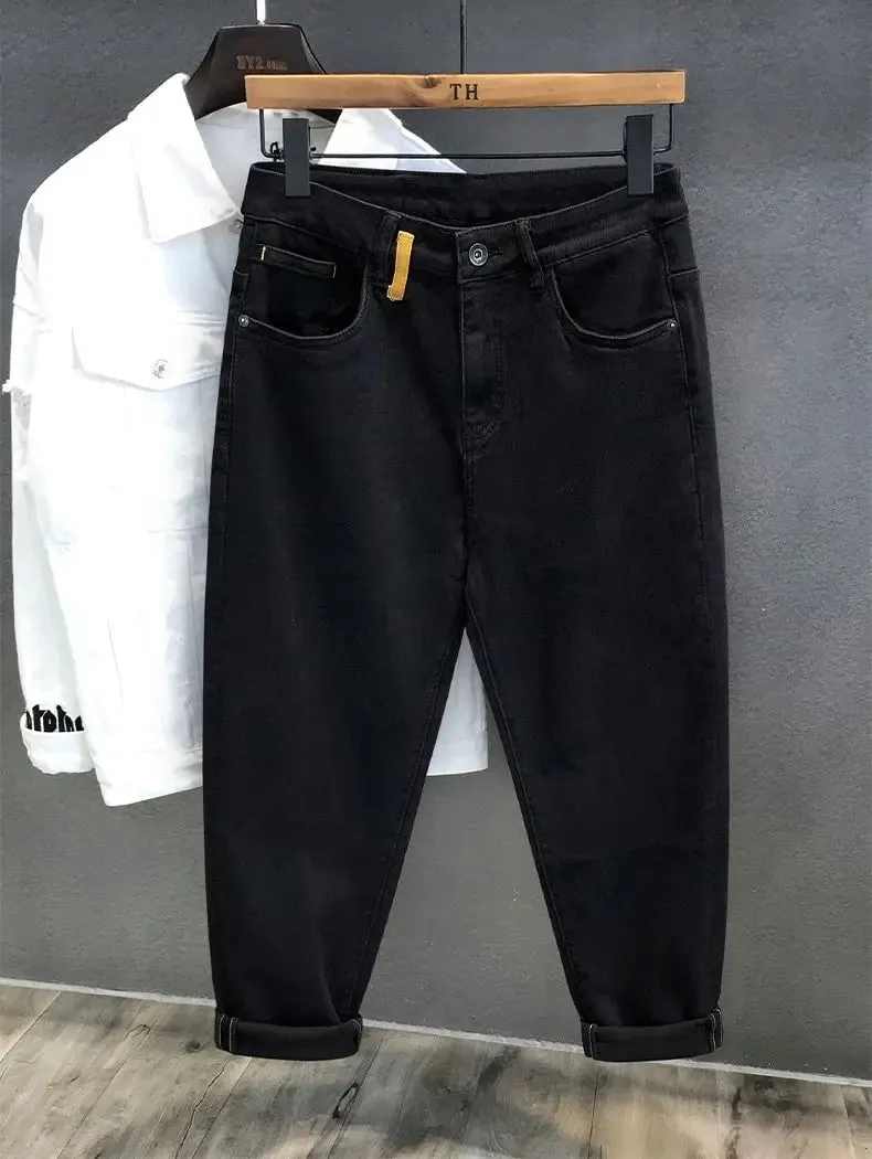 Autumn New Handsome Trendy Brand Black Harlan Jeans Casual Pants Loose Small Straight Casual Trousers Baggy Cargo Pants Man — image 8