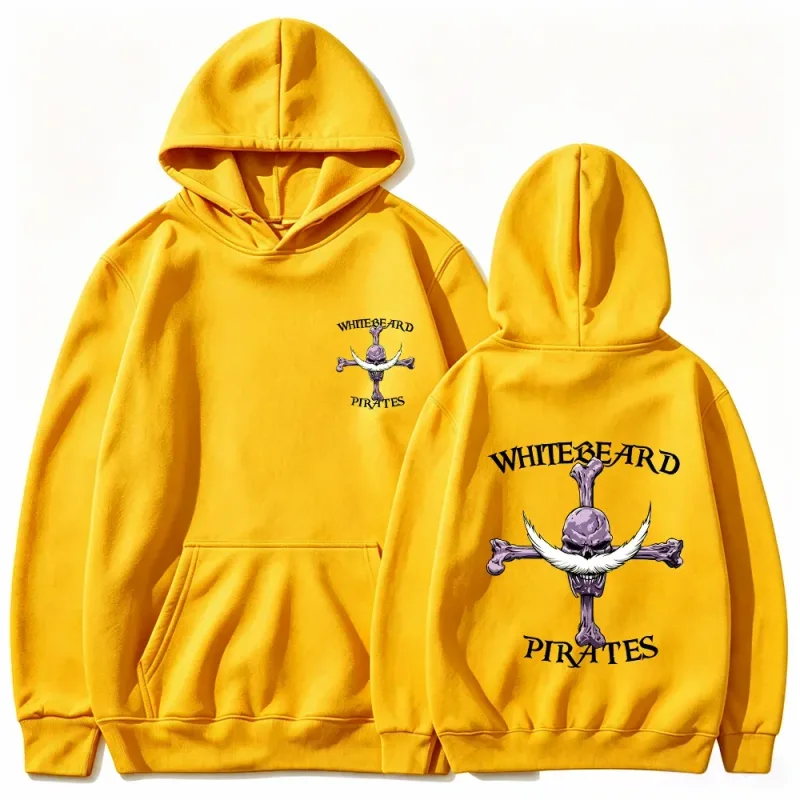 One Piece Whitebeard Pirates Hoodie, Print Pullover Sweatshirt, Whitebeard Jolly Roger Anime Grafische Streetwear Top met capuchon