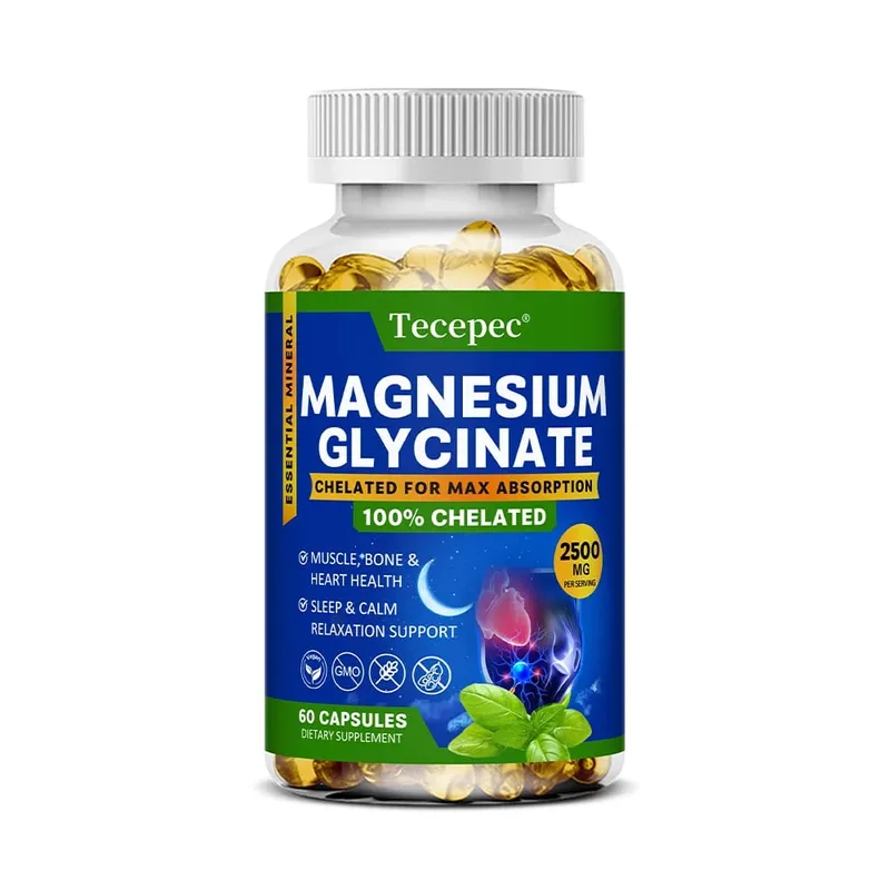 Magnesium Glycinate Supplement Highly Absorbed Supports Muscle Relaxation and Recovery Maximum Bioavailability 120 Capsules