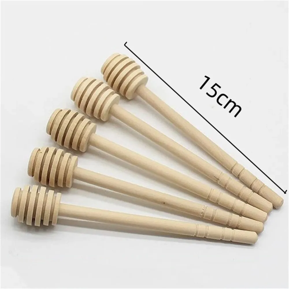 100pcs Wood Honey Dipper Stick Server for Honey Jar Dispense Drizzle Honey
