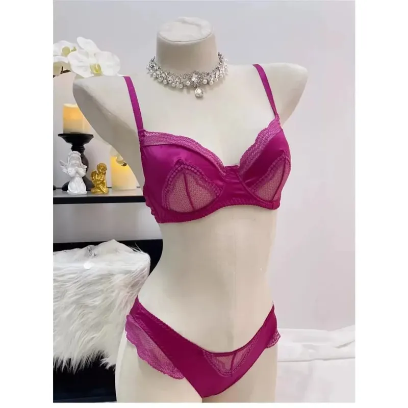Ladies Satin Lace Underwire Bra 32-38AB Ultra Thin Minimizer Bra Side Support Anti Sag Gather Breast French Lingerie — image 2