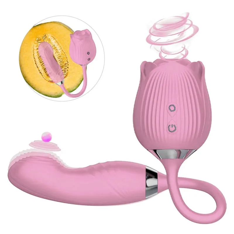 Rose-Sucking Thrusting Dildo Vibrator for Women Nipple Clit Stimulator Vibrating Egg Tongue Licking Clitoris Sucker Sex Toys