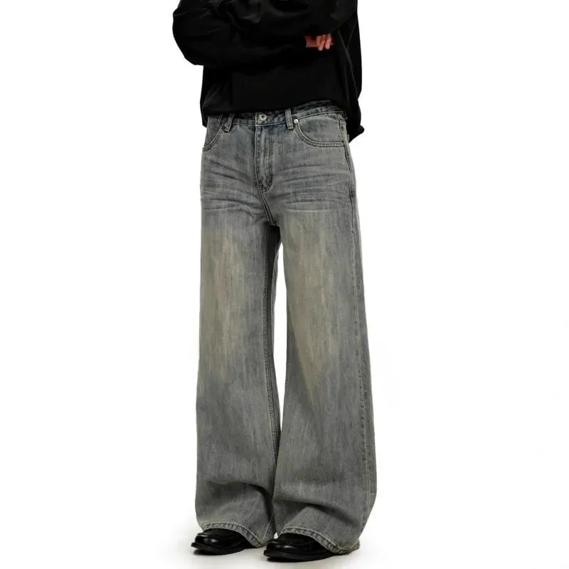 American Retro Minimalist Distressed Washed Men's Jeans Solid Full Length Causal Straight-leg Pants 2026 Spring News 9X1974 — image 3