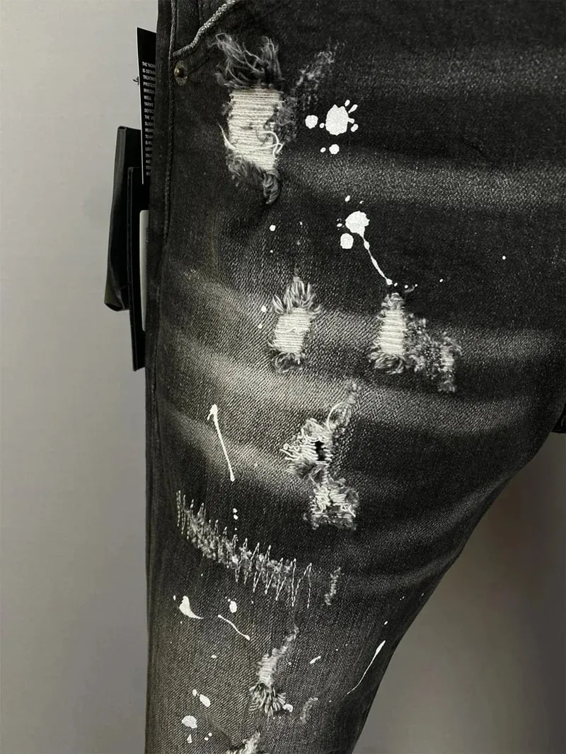 D2 Hombres Jeans Pantalones De Mezclilla Agujero Slim Lápiz Pantalones Botones De Metal Clásicos De Fiesta Moda Negro DSQ2 JENAS