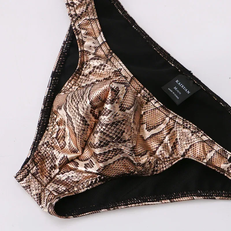 Mens Snake Skin Patterned Briefs with Sexy Bulge Pouch Bikini Underwear Comfortable Underpants by WANGJIANG Brand