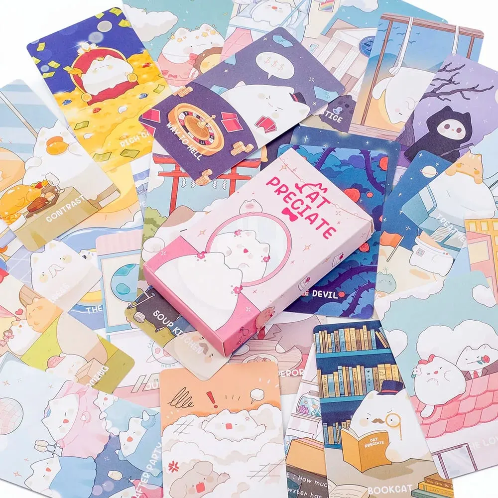 New Style Cat Preciate Tarot 48 Card Deck Divination Fate Tarot Oracle Cards Party Entertainment Board Playing Game 10.4 x 6.1cm