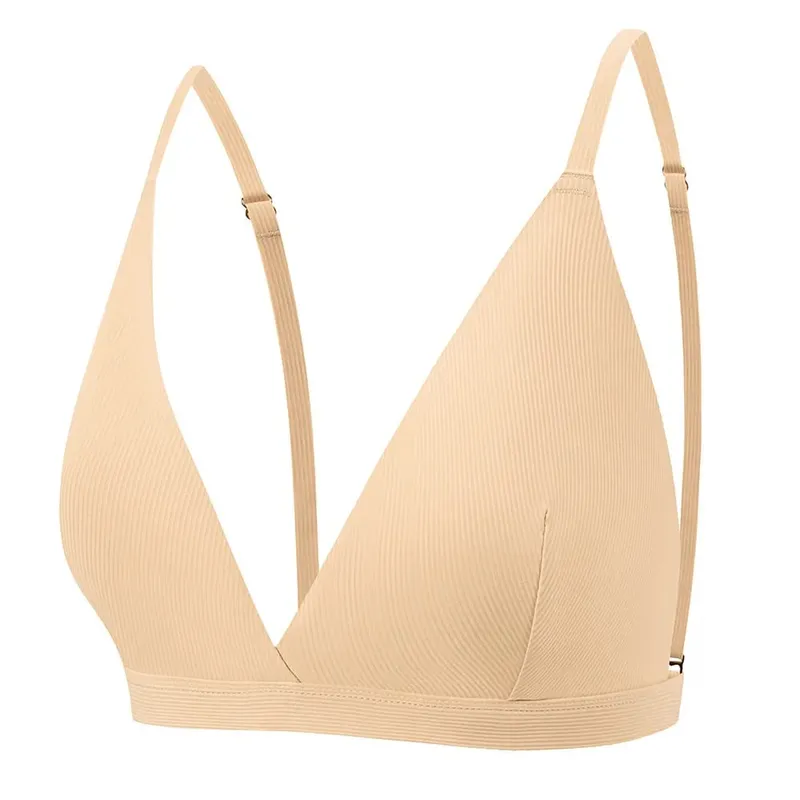 Dames naadloze randloze beha geribbelde driehoekige cup ondergoed slips set ondergoed dames set sexy lingerie — image 7
