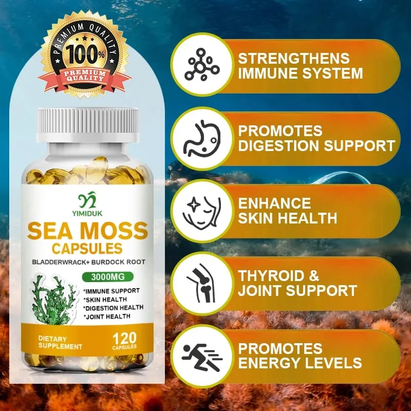 ¡Compre 1 y obtenga 1 gratis! Suplemento orgánico de musgo marino para la salud de la tiroides y la piel aumenta la inmunidad, la energía y la digestión Certificado GMP