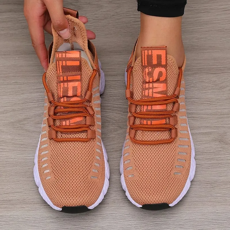 Women's Sports Shoes Mesh Lightweight Soft Sole Jogging Strap Breathable Fashion Sports Walking Casual Tennis Flat Shoes for Men