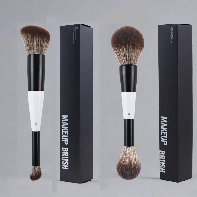 2pcs/set White Double ended Angled Foundation Makeup Brushes Blush Contour Make up Brush Wood Handle Cosmetic Tool Mari F4 — image 2