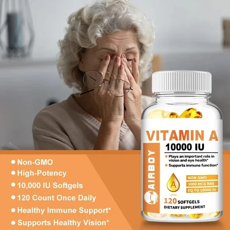 Vitamin A 10000IU - Supports Healthy Vision and Immune System Skin Health - Non-GMO Gluten FreeSupplements