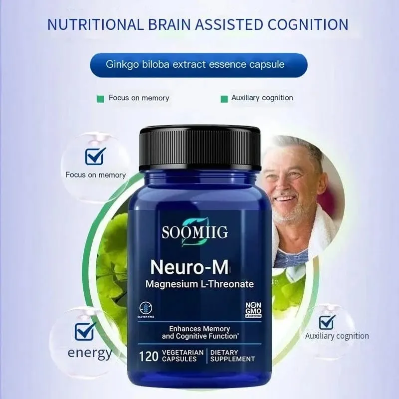 Soomiig Magnesium L-Threonate - Promotes Brain Health Enhances Memory Concentration & Cognition Boosts Nerve Energy