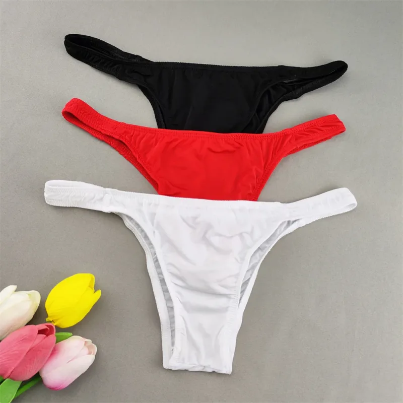 Narrow Waist Seamless Ice Silk Briefs Men Sexy Transparent Underwear Low Waist Bikini Panties Adult Lingerie