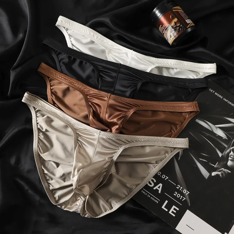 Cuecas de ginástica masculinas de cintura baixa, roupa íntima de cetim suave para treinamento esportivo, musculação, ultrafina, secagem rápida, treino de fitness, levantamento de bunda
