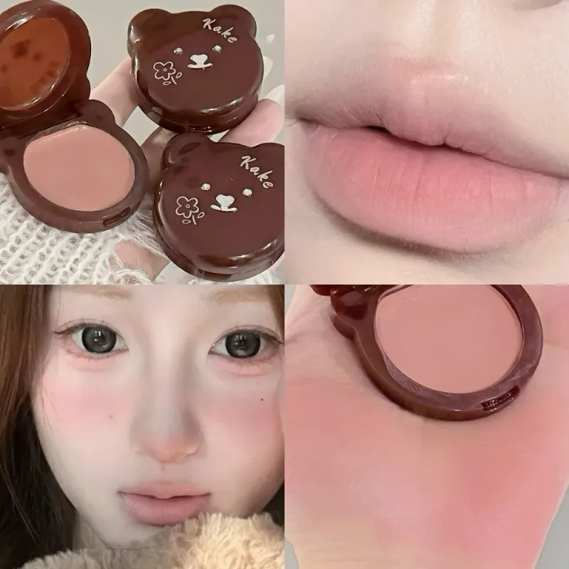 Bear Multi-use Cheek Lip Stick Creamy Soft Texture Natural Brightening Complexion Daily Blush Velvety Smooth Lipstick Makeup