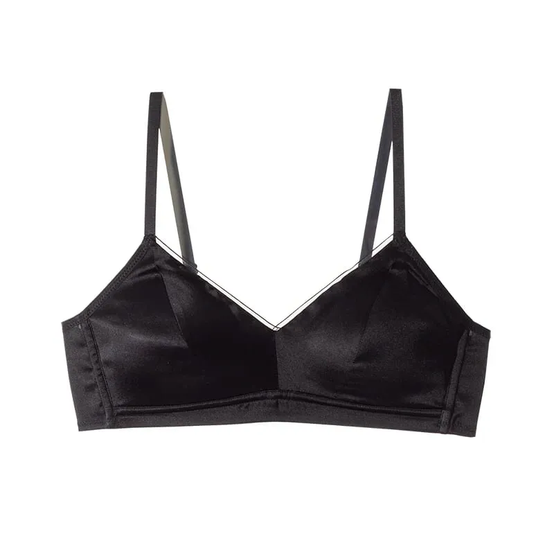 SuyaDream Women Silk Bra Set 93%Silk 7%Spandex Thin Mold Cup Wire Free Underwears 2023 Comfortable Intimates White Black