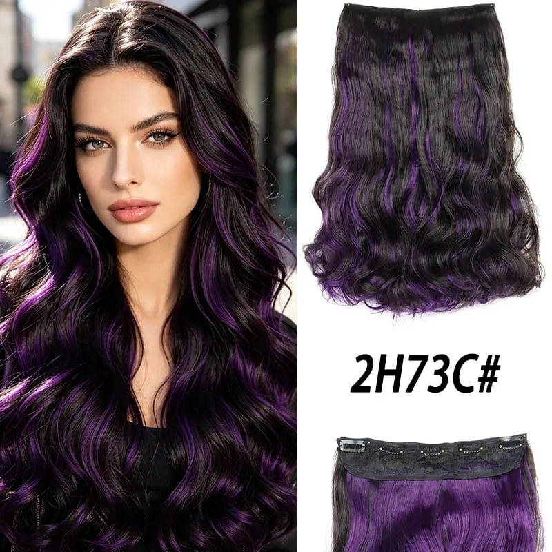 18Inch Synthetic Long Curly Hair Extension One Piece Highlight Rainbow Clip In Hair Extensions Fashion Hairpiece for Women