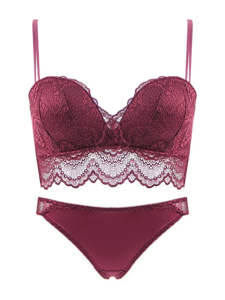 Ladies Underwear Suit Seamless underwear without steel bracket bra push up Massage palm cup Bra Set push up bra+set