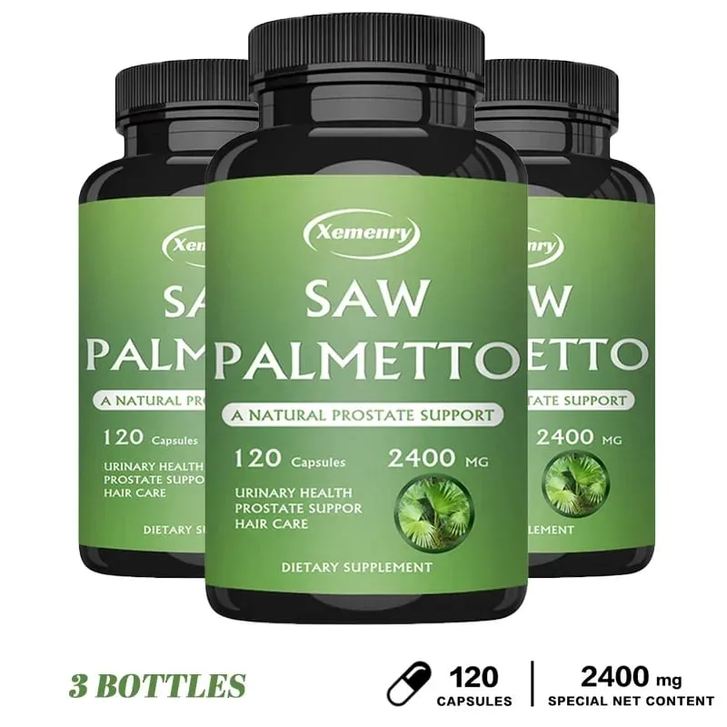 Saw Palmetto Capsules - Prostate Support Prevents Hair Loss Urinary Tract Health Promotes Hair Growth