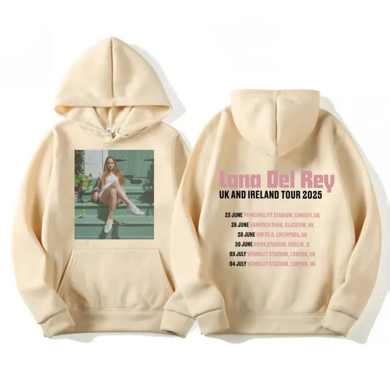 Lana Del Rey UK & Ireland Tour 2025 Grafiska Hoodies Herr Kvinnor Mode Estetisk Casual Pullovers Långärmade Huvtröjor — image 5