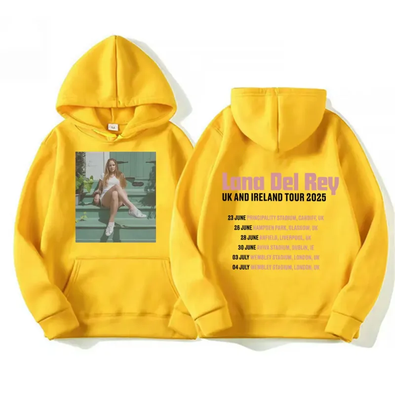 Lana Del Rey UK & Ireland Tour 2025 Grafiska Hoodies Herr Kvinnor Mode Estetisk Casual Pullovers Långärmade Huvtröjor — image 11
