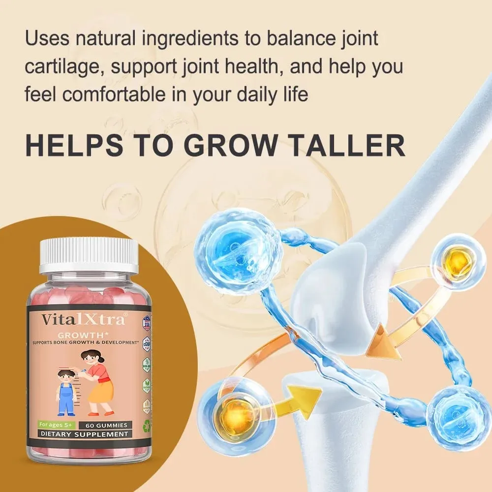Children's Height Growth Gummies - Adolescent Height Growth Supplements - Containing Calcium Vitamin D K Ashwaganda