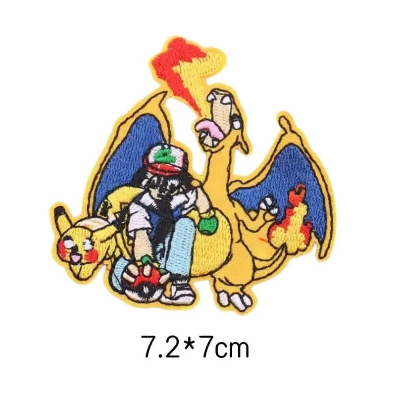 Cloth Patch Pikachu Clothes Stickers Sew on Embroidery Patches Applique Iron on Clothing Cartoon DIY Garment Decor
