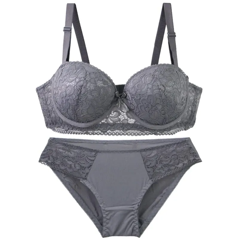 2025 nuevo sujetador floral de punto con aros para mujer, Tirantes ajustables de encaje, ropa interior de copa BC, lencería acolchada de realce minimizador