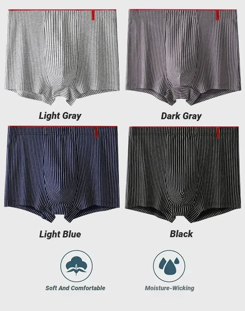 Boxer da uomo intimo morbido, traspirante e confortevole slip a righe personalità alla moda casual boxer larghi mutandine alla moda