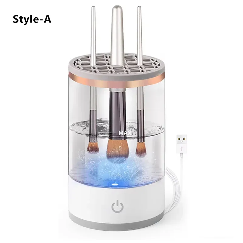 Bærbar USB Makeup Brush Cleaner 3 i 1 elektriske kosmetiske børster Rengøring Tørretumbler Værktøj Automatisk vask Makeup Cleaner til kvinder