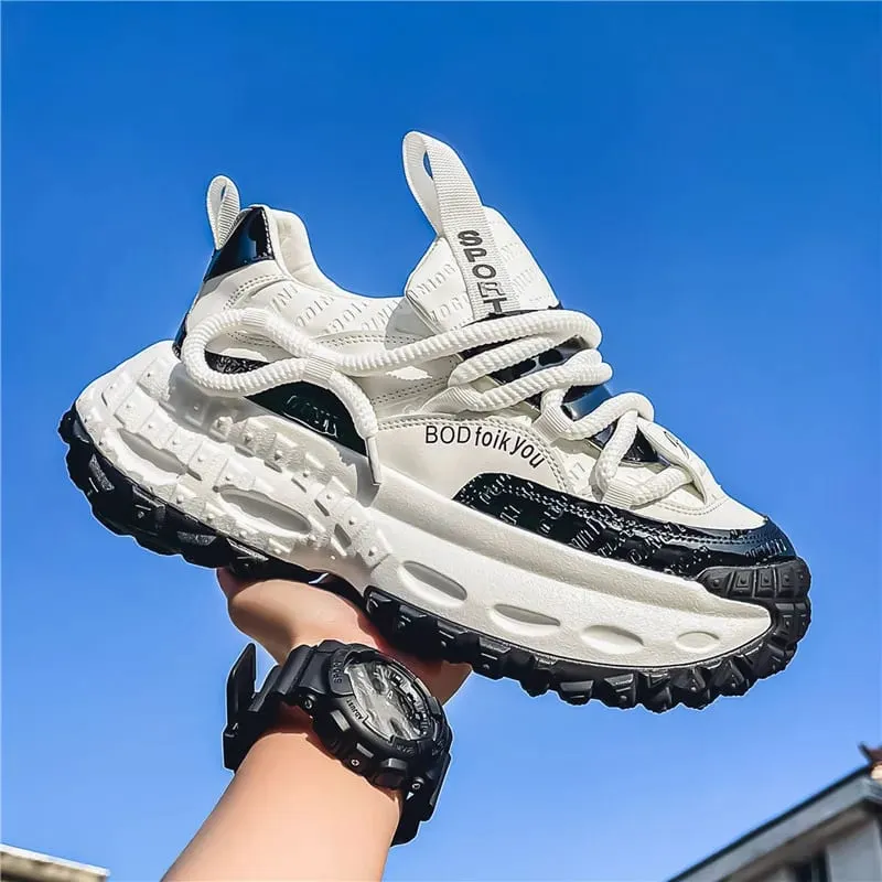 Men's White Sneakers Autumn Winter Fashion Cross Tied Non Slip Casual Shoes Comfortable Outdoor Height Increase Vulcanized Shoes