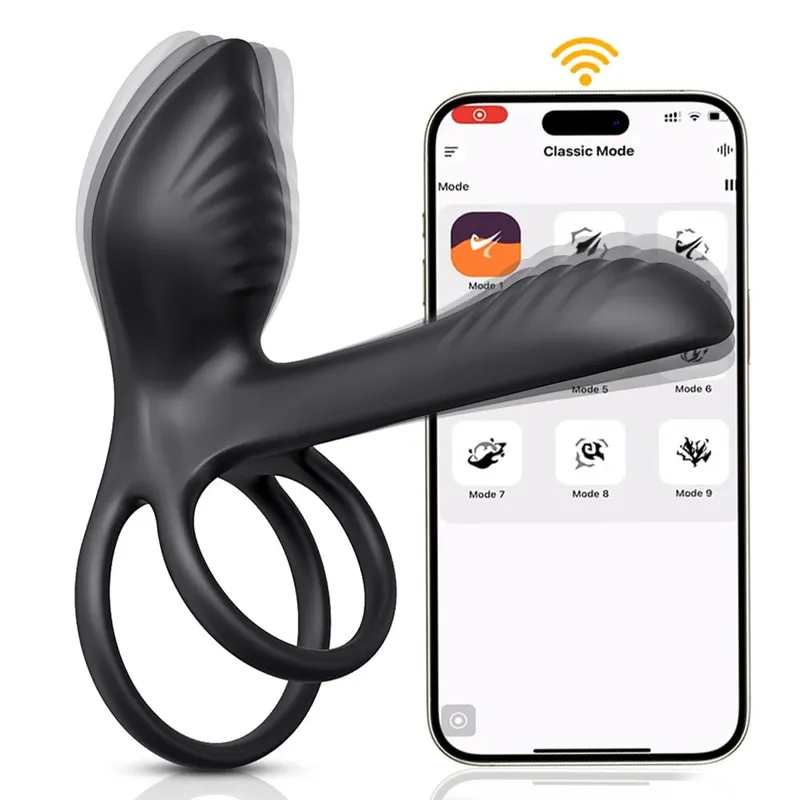 Remote Control Dual Penis Ring Vibrator for Men Delay Time Prostate Massager Cock Rings Twisting Vibrating Sex Toy for Men