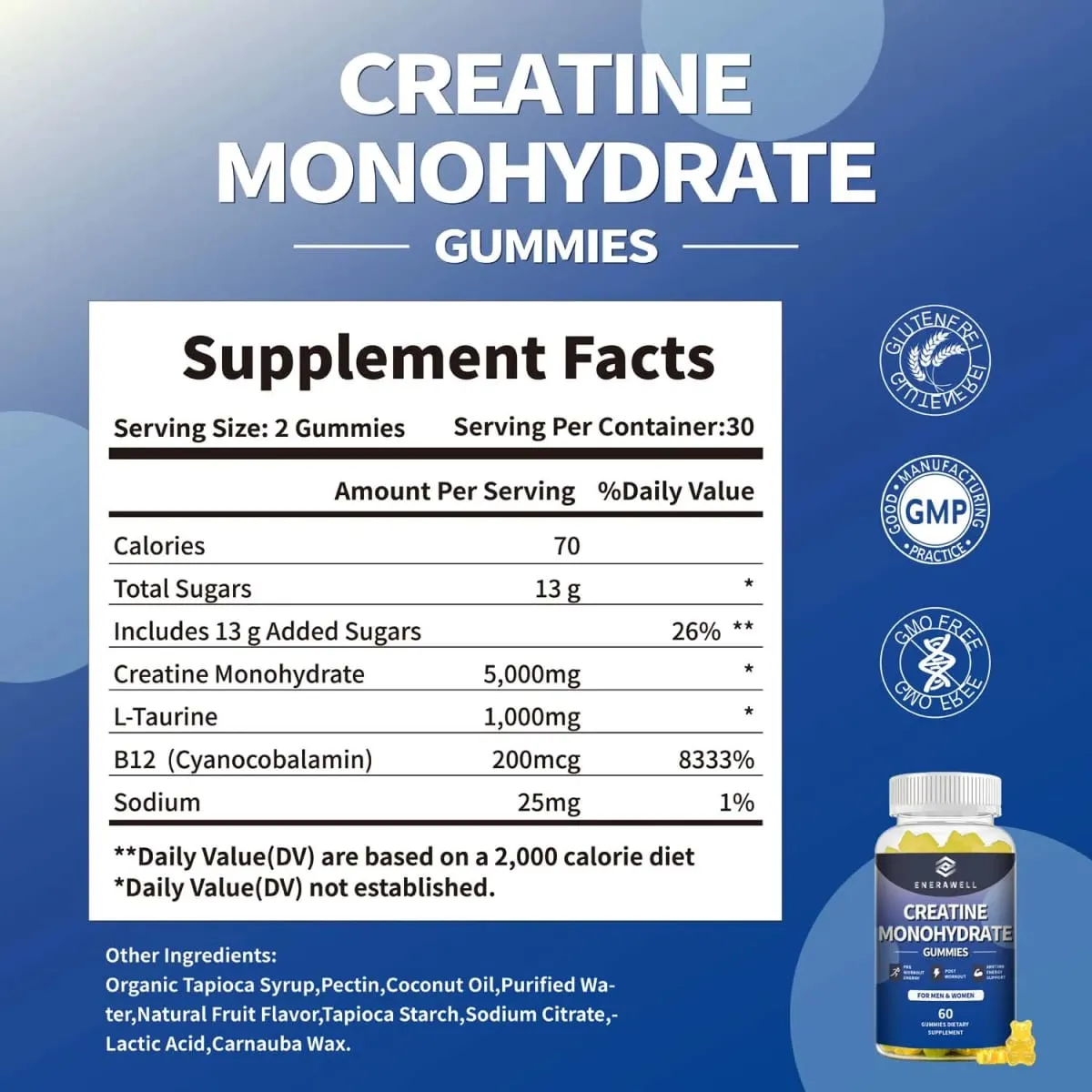 Creatine Monohydrate Gummies Dietary Supplement Supports Workout Recovery Maintenance of Lean Muscle Mass Supports Athletic Performance — image 5