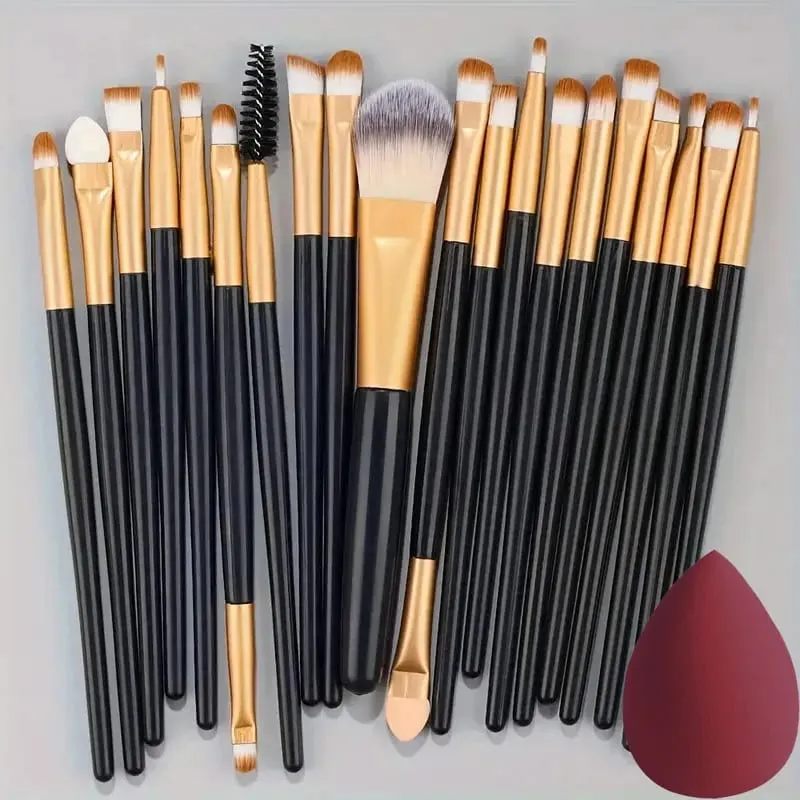 20PCS Makeup Brushes Set for Cosmetics Foundation Blush Powder Eyeshadow Kabuki Blending Brush With Powder Puff Beauty Tools